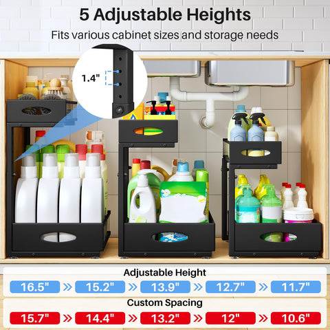 PXRACK 2-tier pull-out rails glide smoothly for quick access.