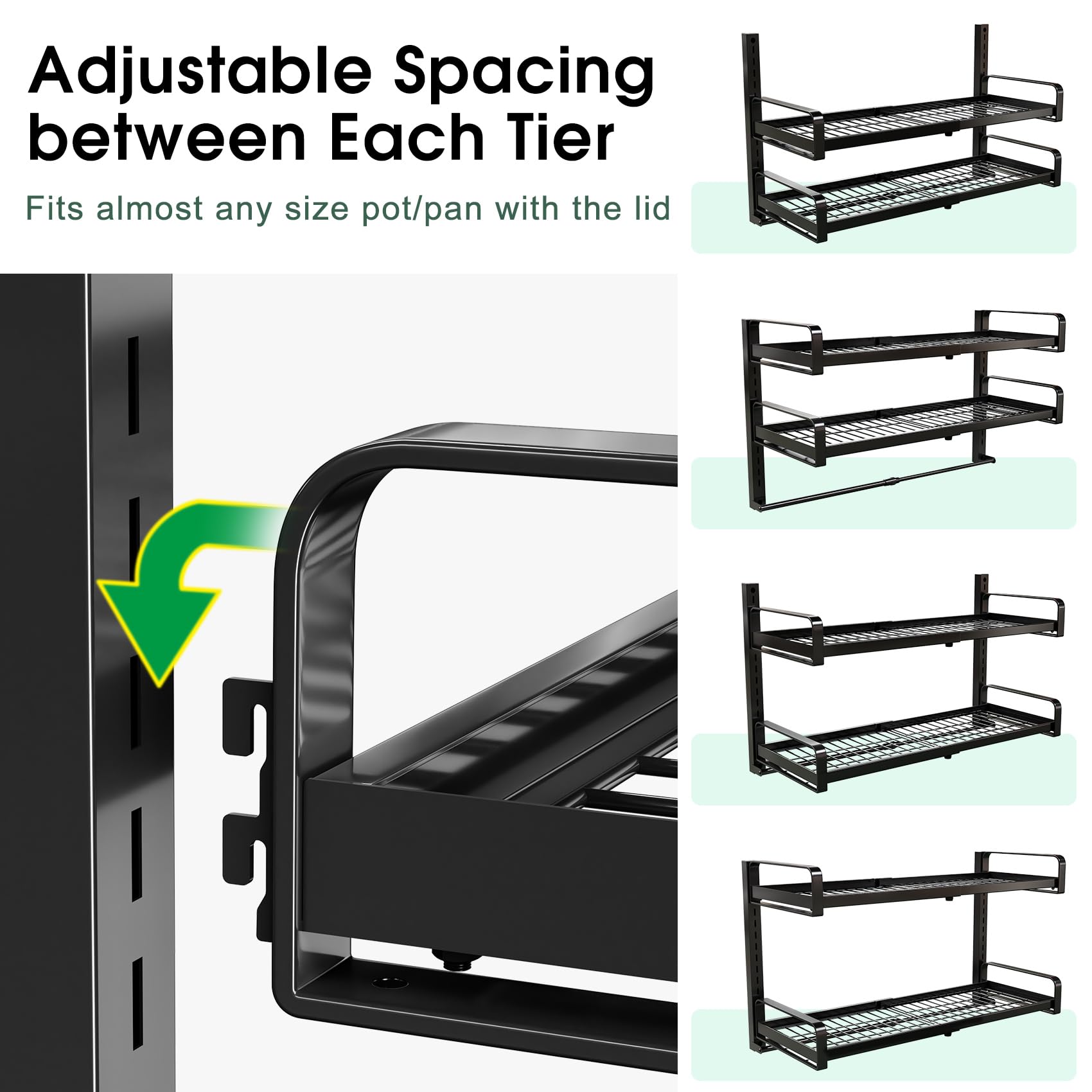 PXRACK five lid holders keep lids within easy reach during cooking.