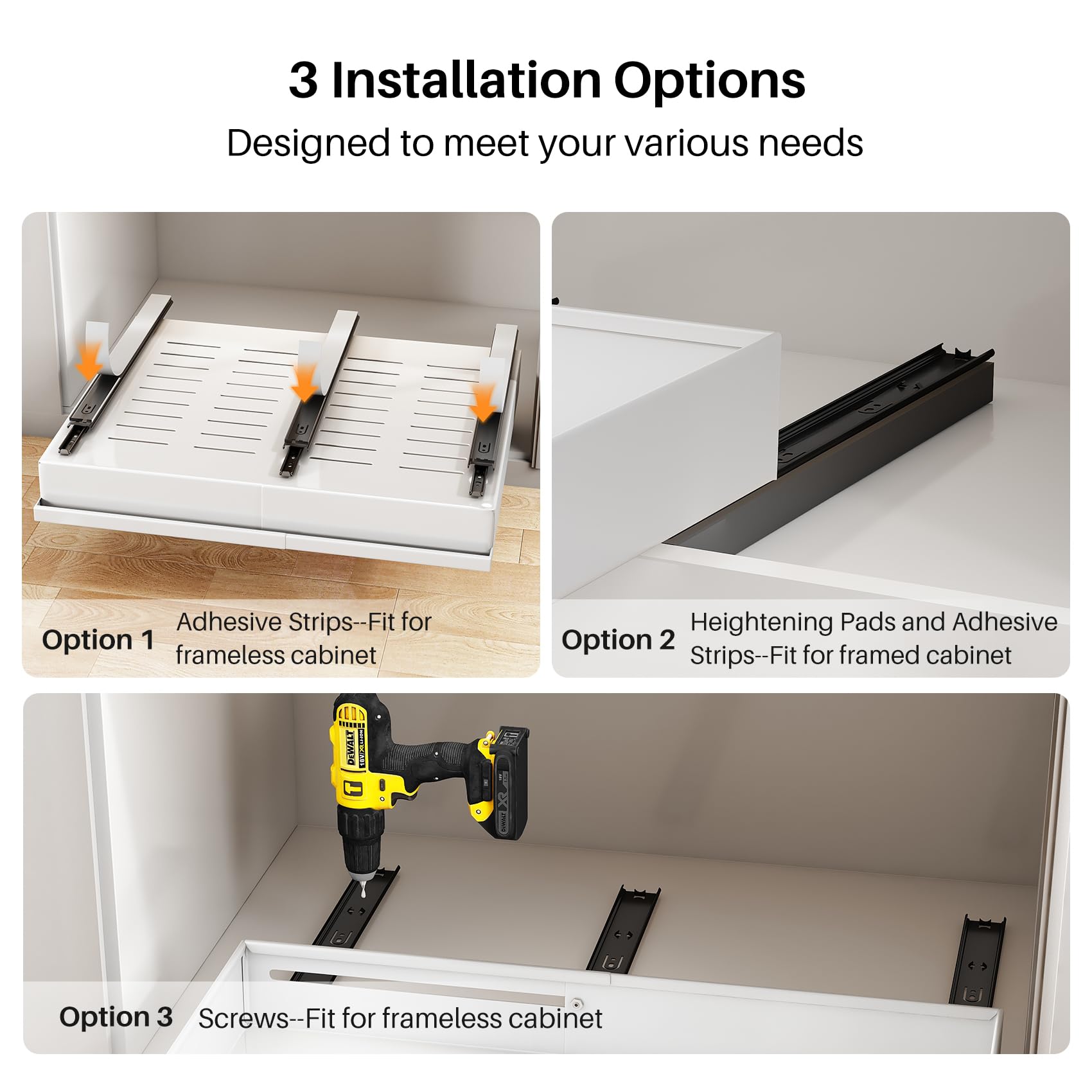 PXRACK maximize cabinet storage by freeing space for pots and pans.