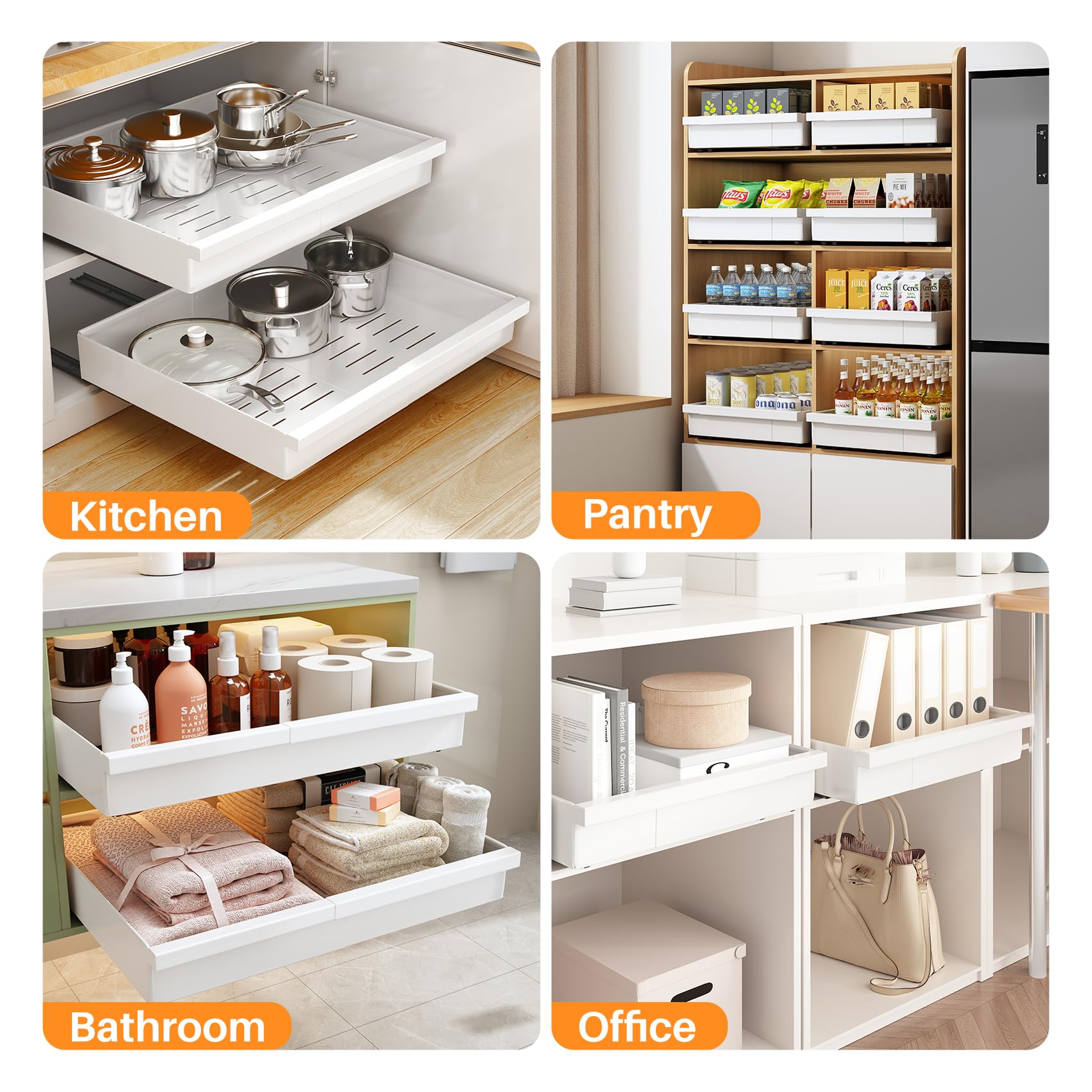 PXRACK pulls out for easy access to heavy cookware and appliances.