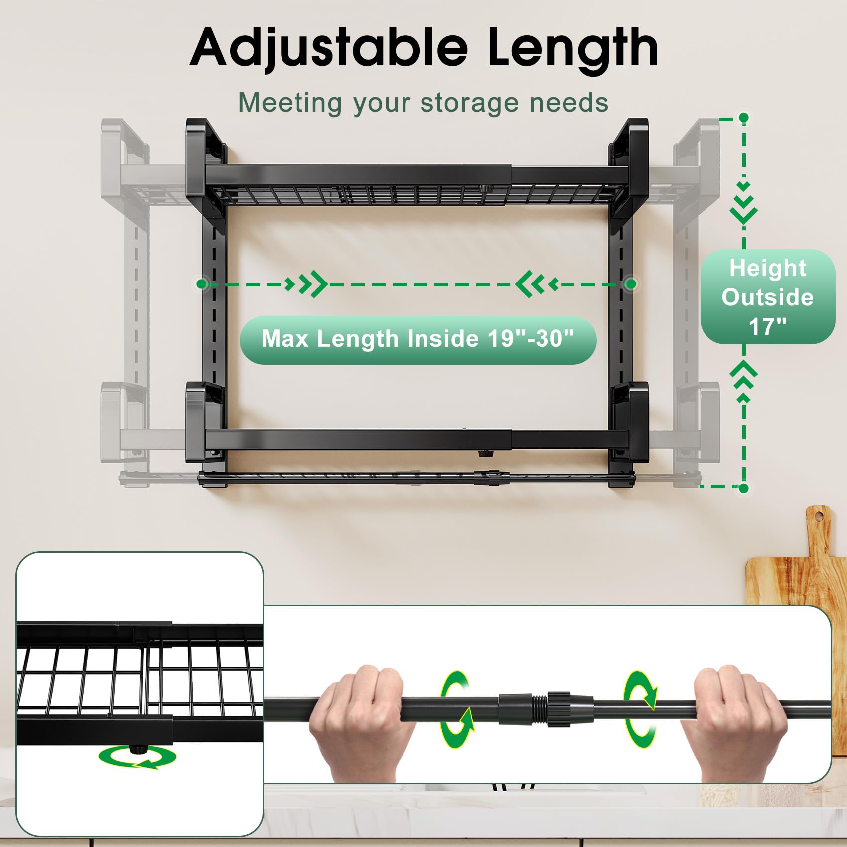 PXRACK two-tier adjustable trays customize pot sizes and heights for versatile storage.