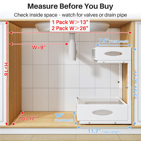 PXRACK under sink organizer 2-tier pull-out right stores items neatly.