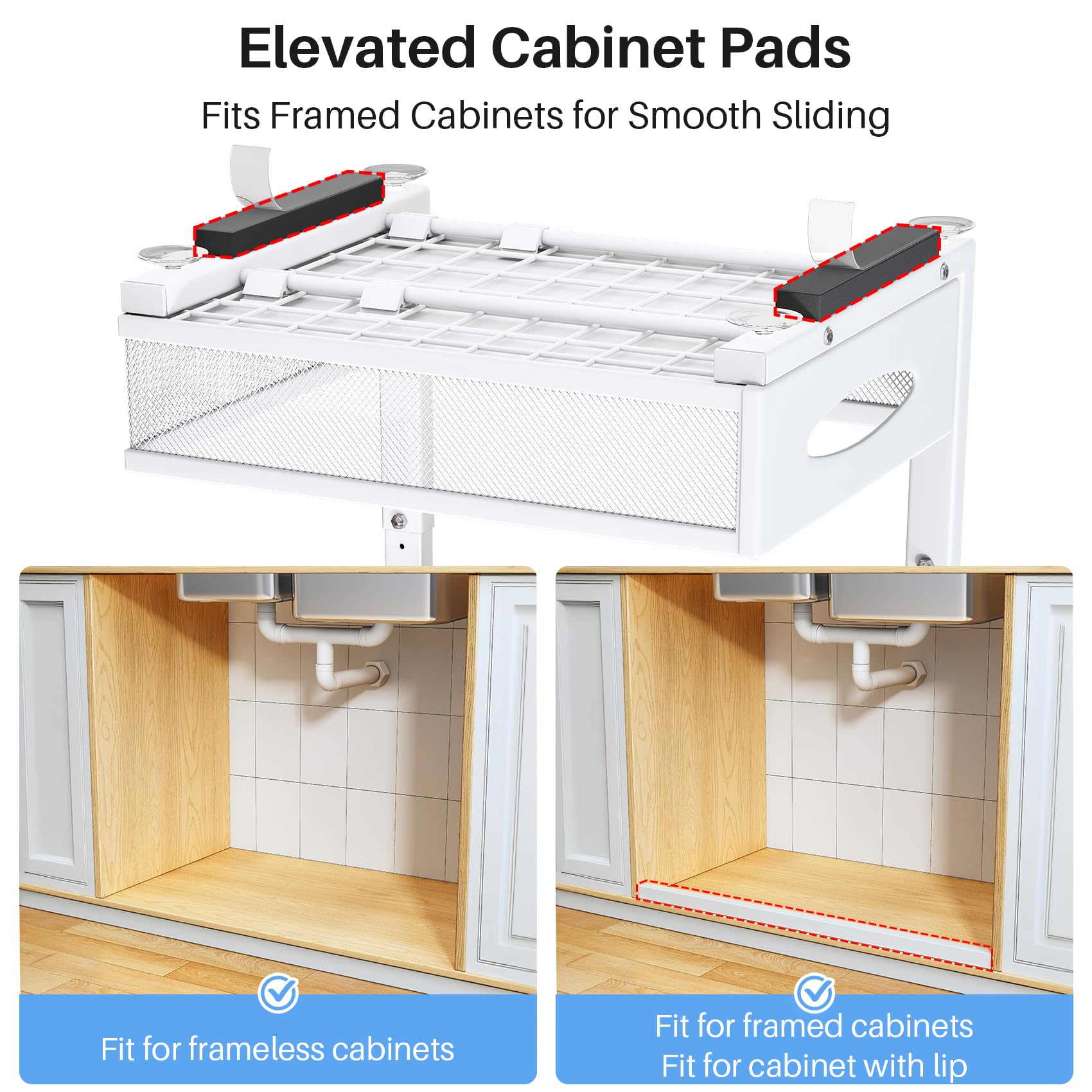 PXRACK under sink organizer mesh drawers promote airflow and item security.