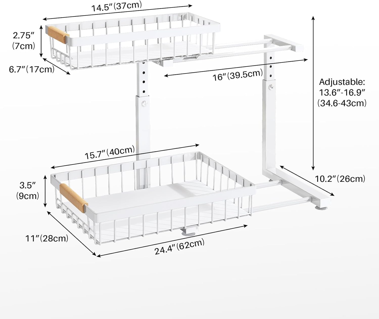 PXRACK white under-sink storage blends with kitchen and bath decor
