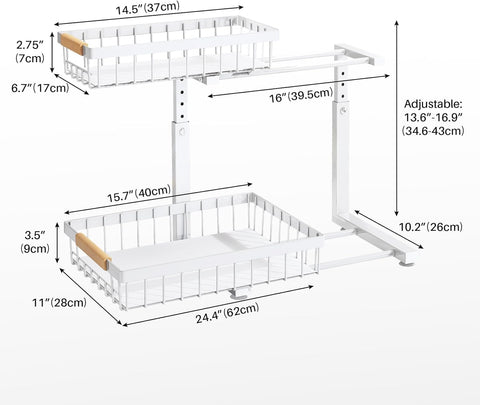 PXRACK white under-sink storage blends with kitchen and bath decor
