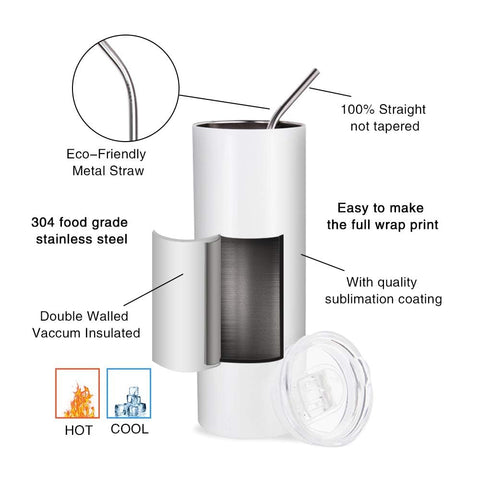 PYD Life 20 oz tumbler with bright sublimation coating