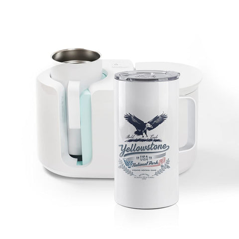 Tumbler with sturdy handle and sliding lid for easy transport