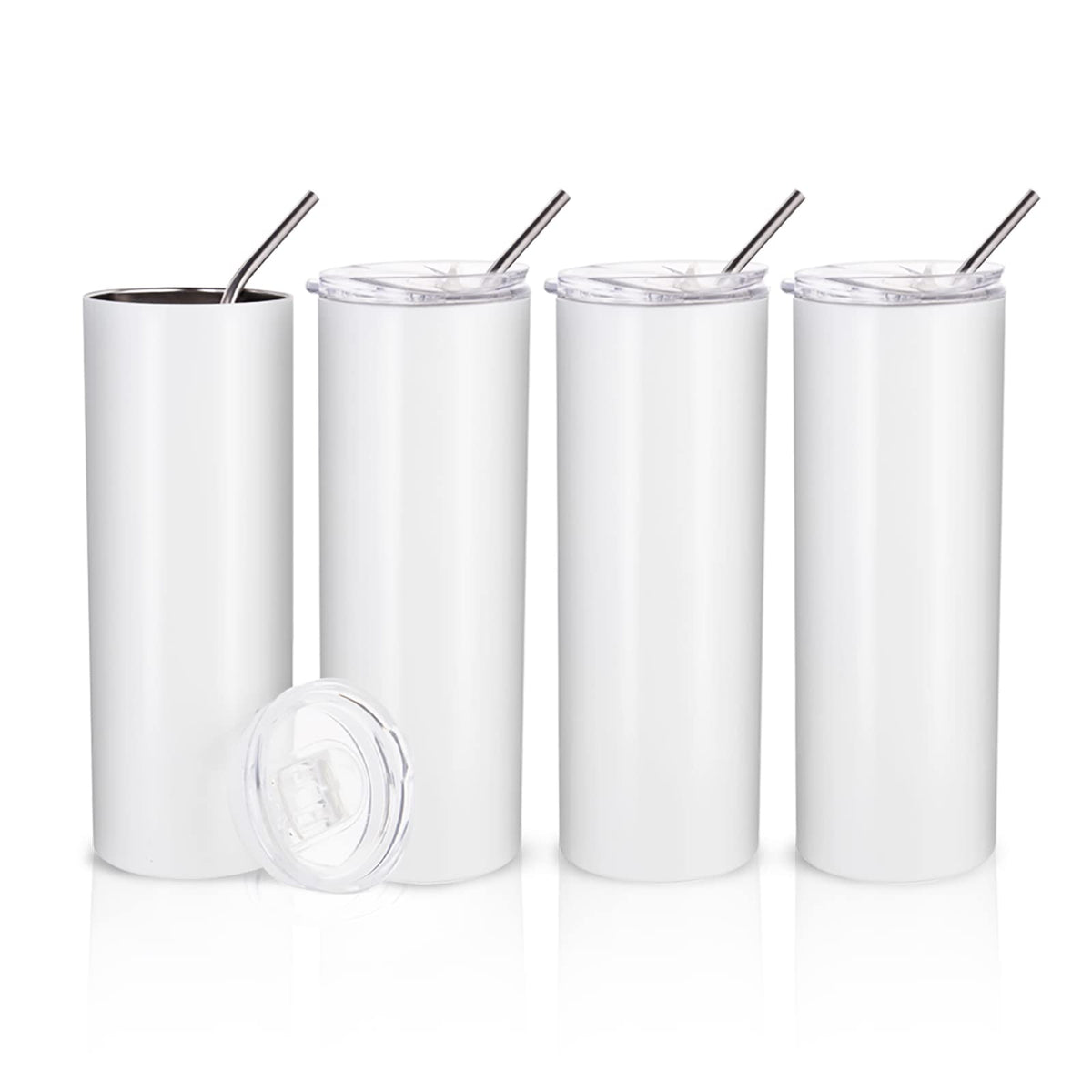 PYD Life skinny tumbler 20oz front view with print-ready surface
