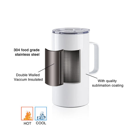 Double-walled 304 stainless steel keeps beverages at temperature