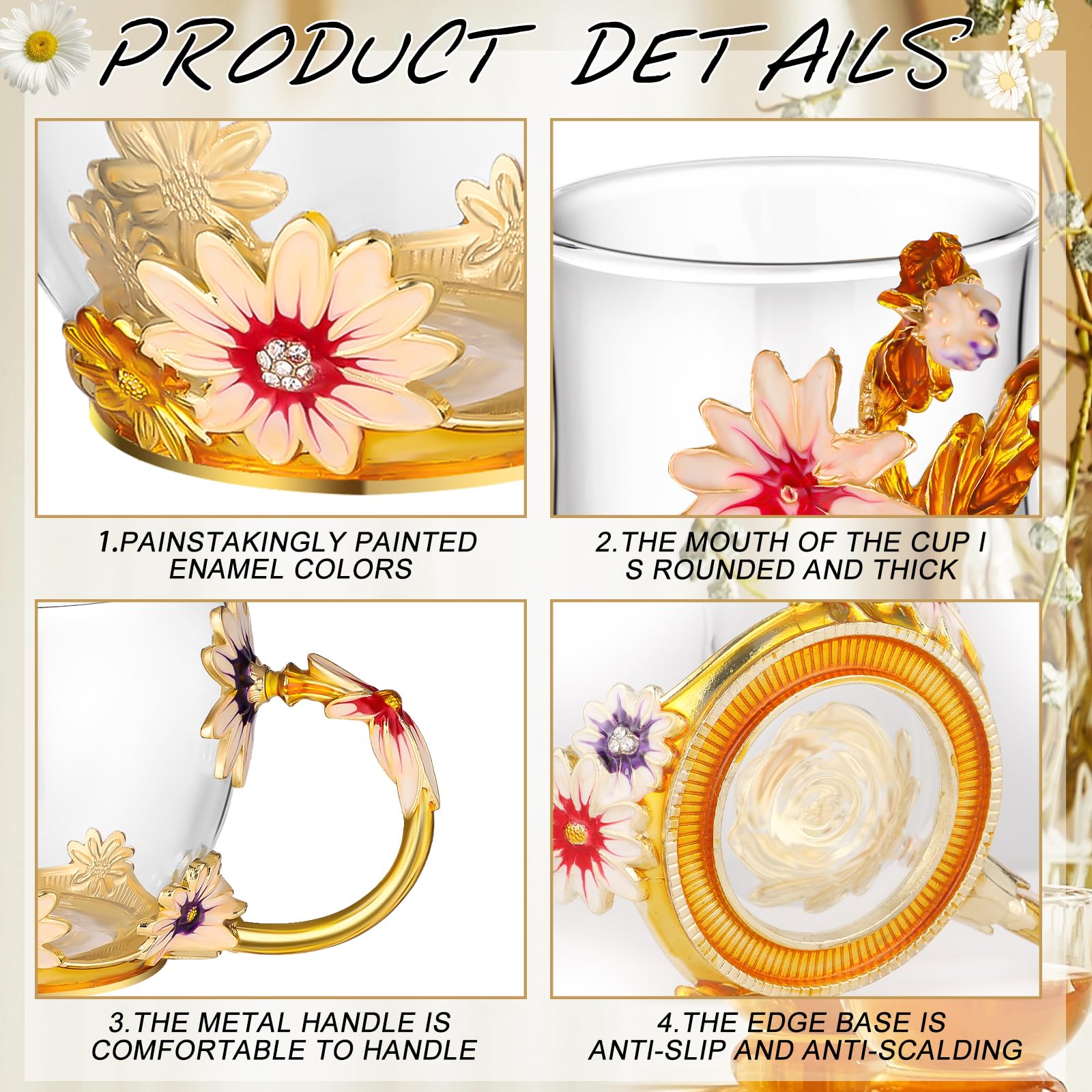 PYQTH flower coasters protecting surfaces during tea moments