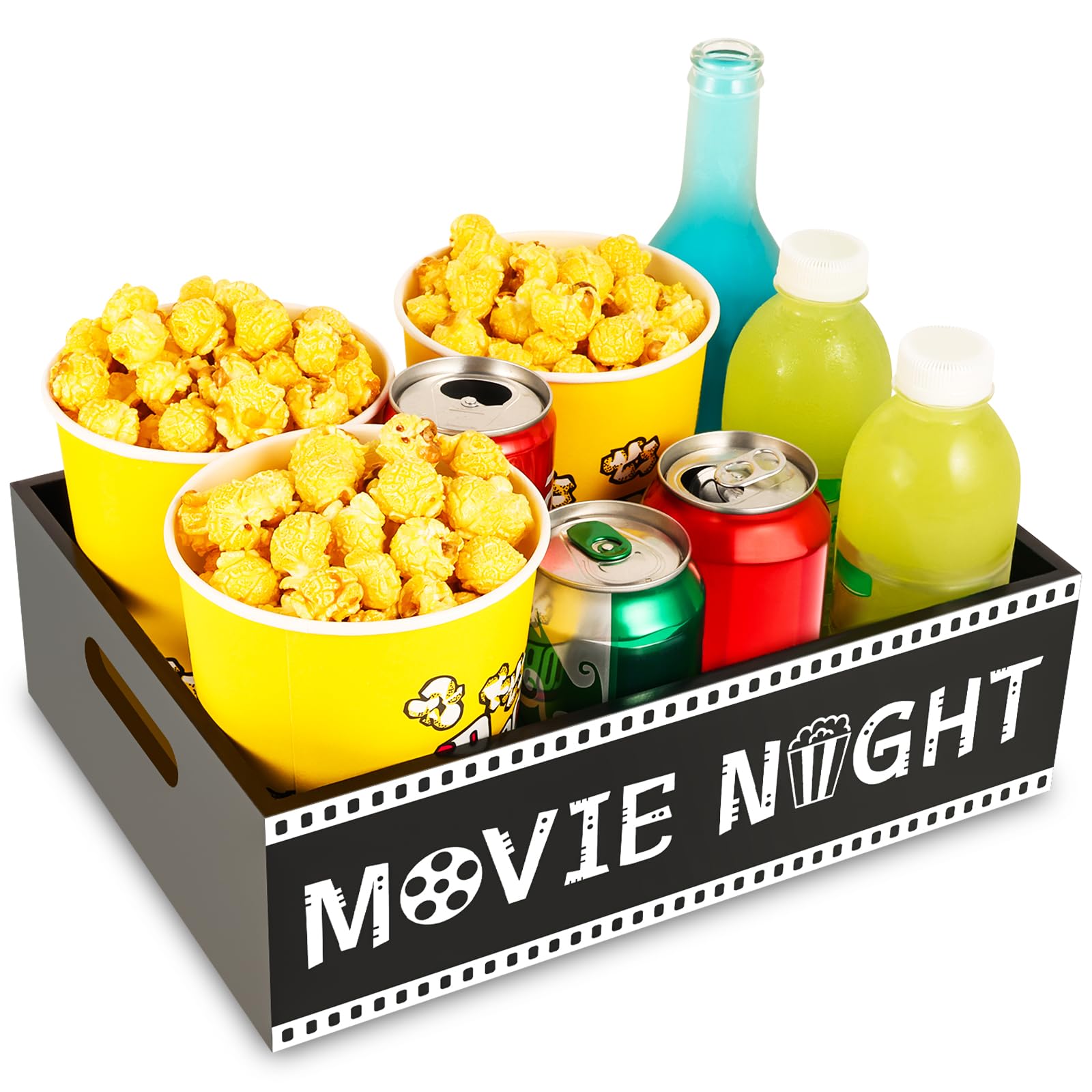 PYQTH Movie Night Tray with Handles keeps snacks within easy reach during family movie nights.