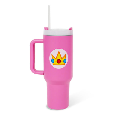 Pyramid America leak-resistant lid on Princess Peach tumbler prevents spills.