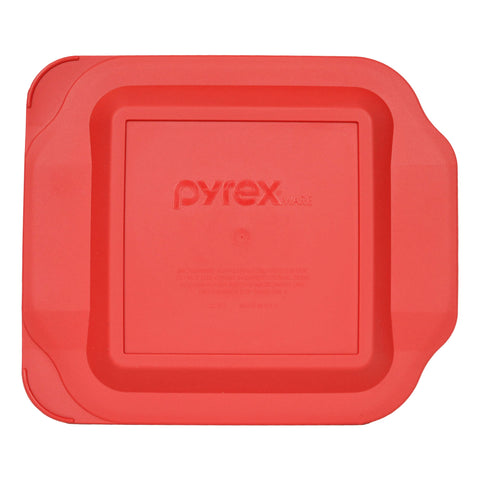 Pyrex 222-PC red lids on dish ready for fridge or microwave reheating.