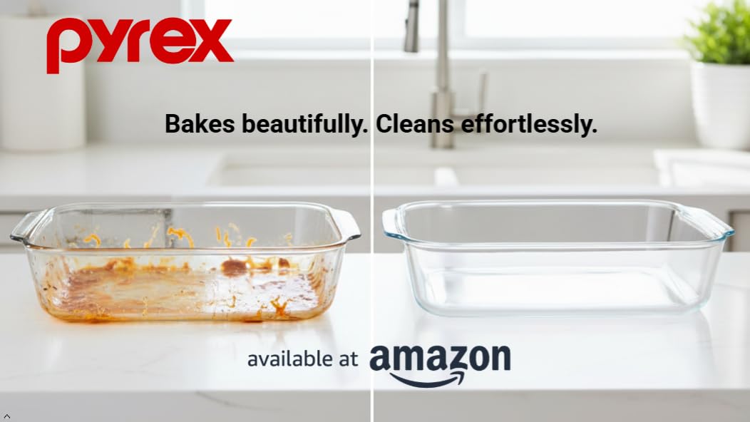 Pyrex 233-D dish ready for fridge or freezer storage of leftovers.