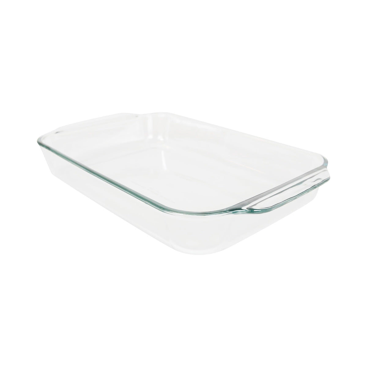 Pyrex 234 4qt clear glass baking dish, front view, ideal for easy monitoring while cooking.