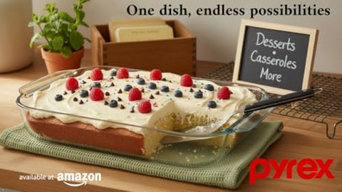 Pyrex 234 4qt dish, right-side view, perfect for family dinners.