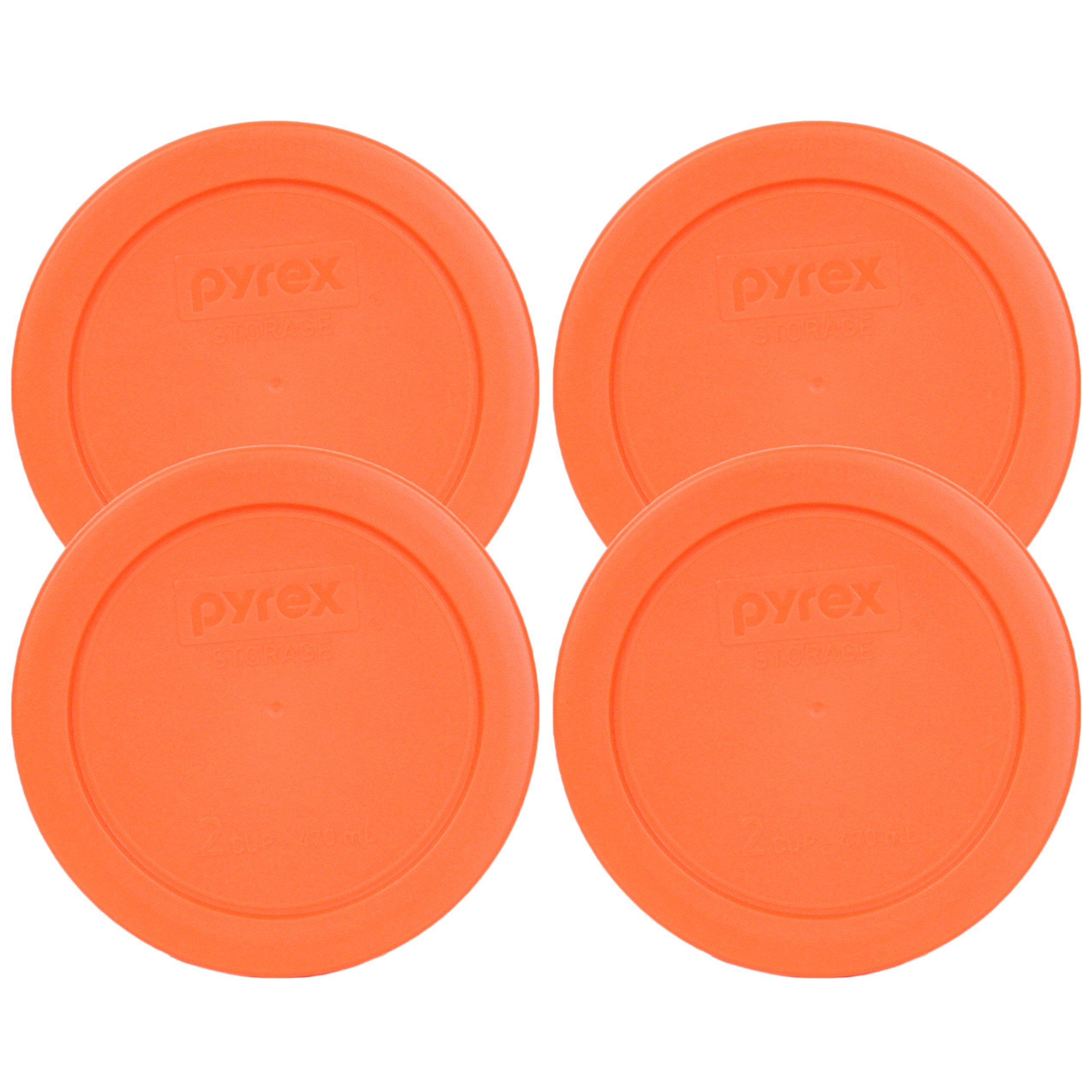 Pyrex 2 cup orange lid on glass bowl for storage