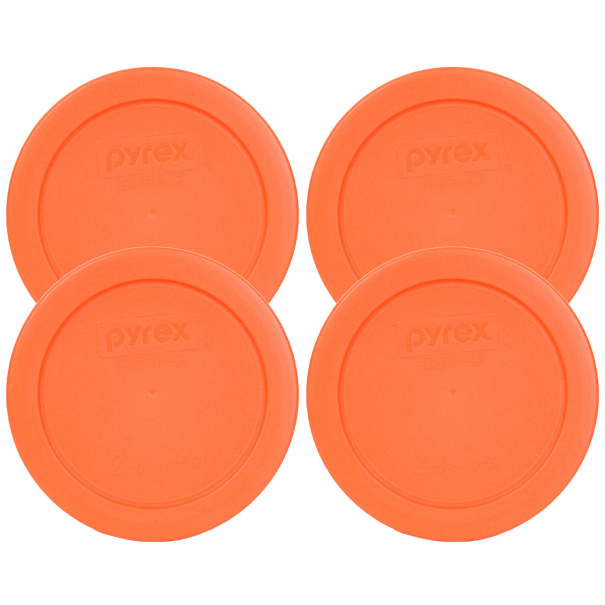 Pyrex 2 cup orange lid on glass bowl for storage