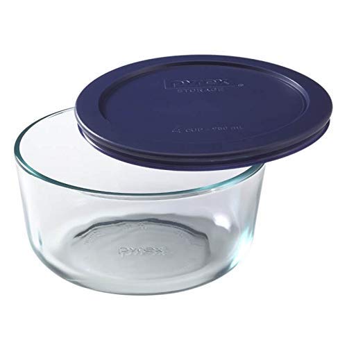 Pyrex 7200 dark blue lid fits securely for fridge use