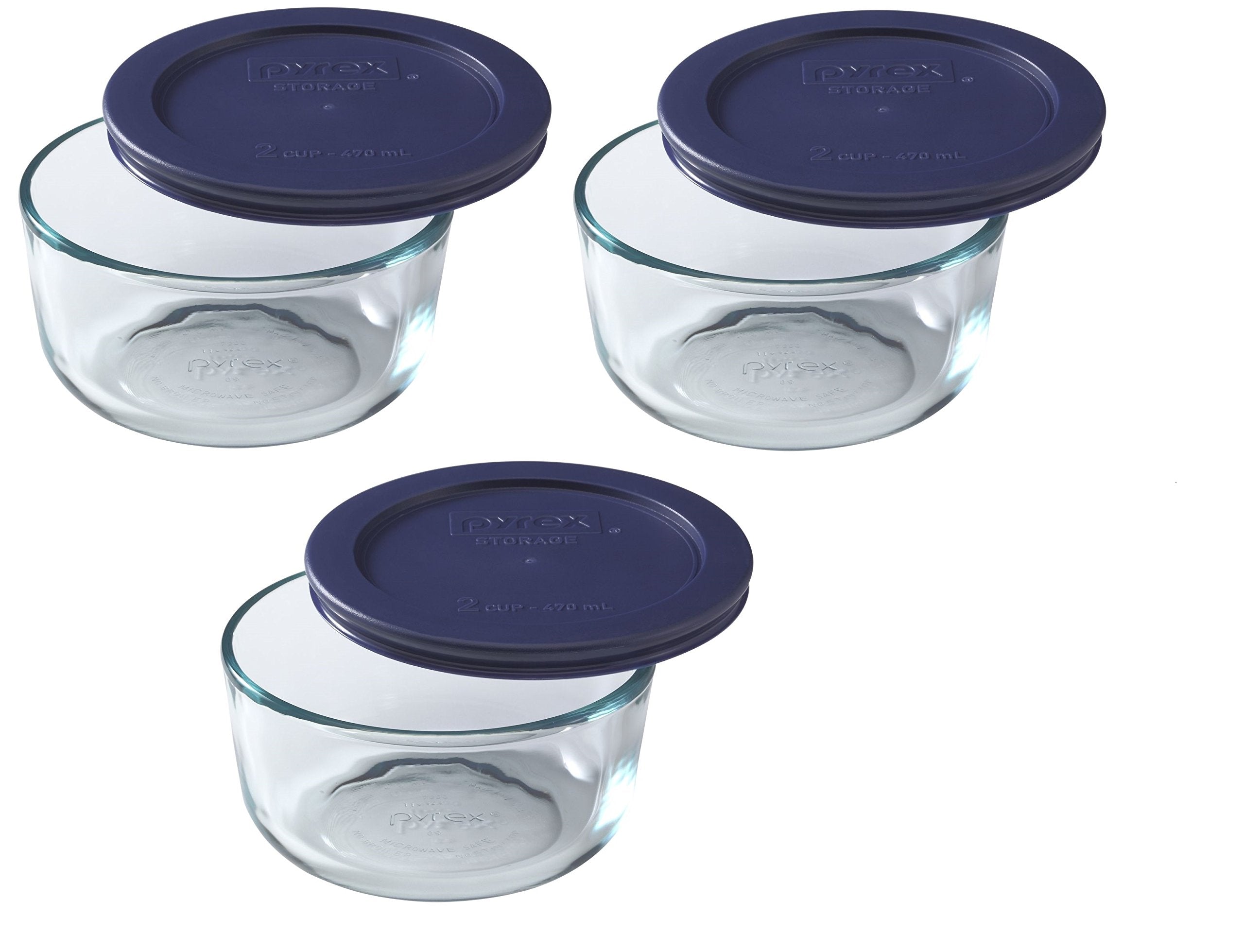 Pyrex 7200 dark blue lid securely seals bowls for fridge storage