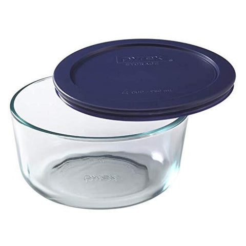 Pyrex 7200 dark blue lid fits securely for fridge use