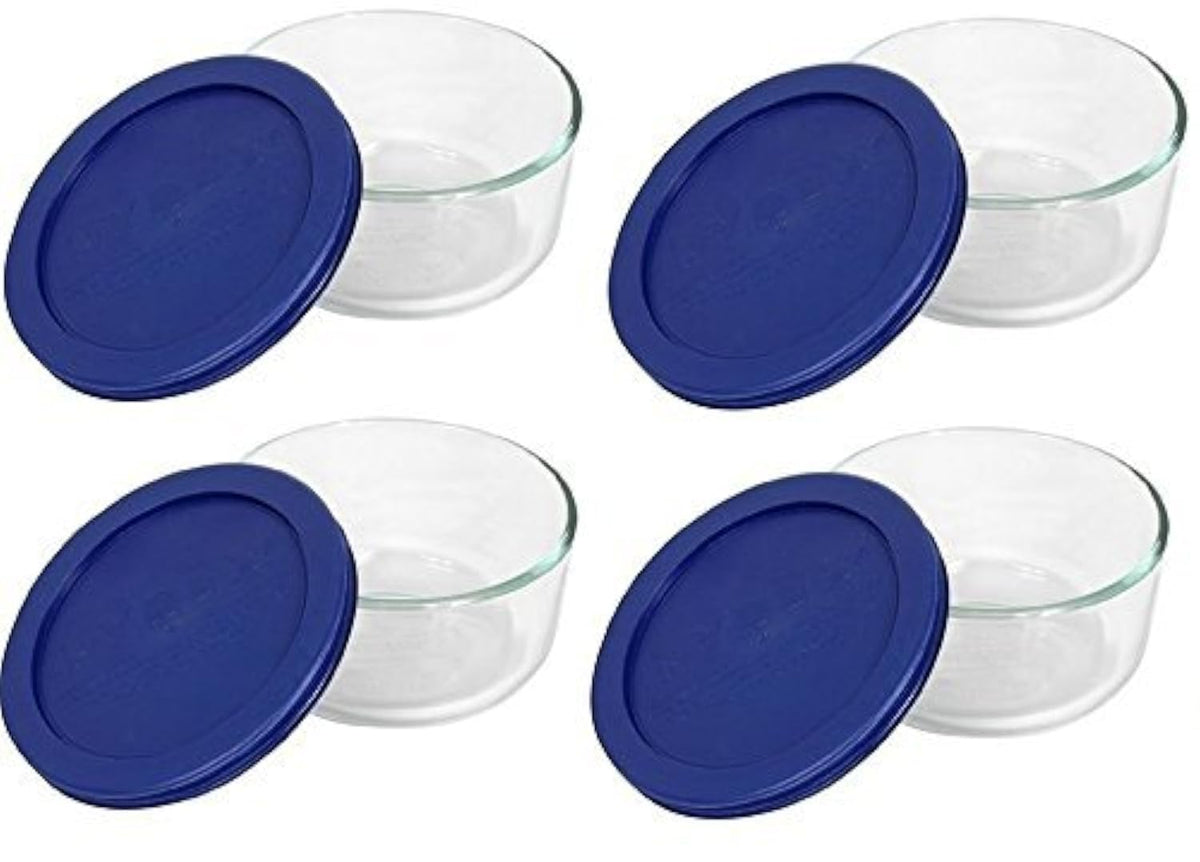 Pyrex 7200 two-cup glass bowls, clear and durable for meal prep and storage.