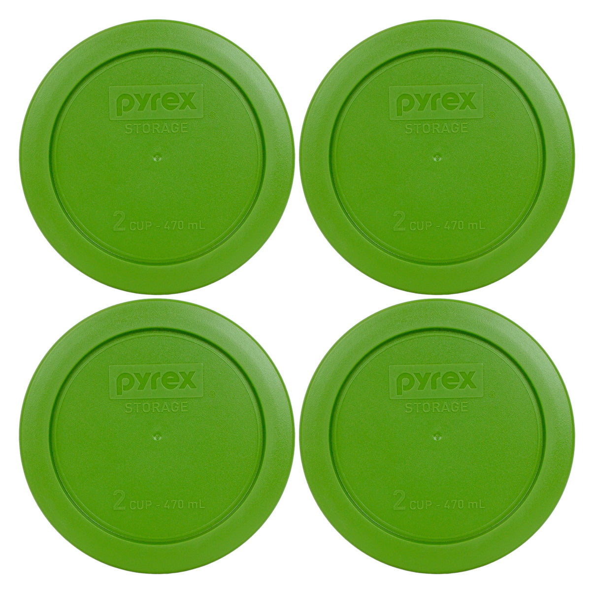 Pyrex 7200-PC lawn green lid on a 2-cup bowl, creating a snug seal for leftovers.