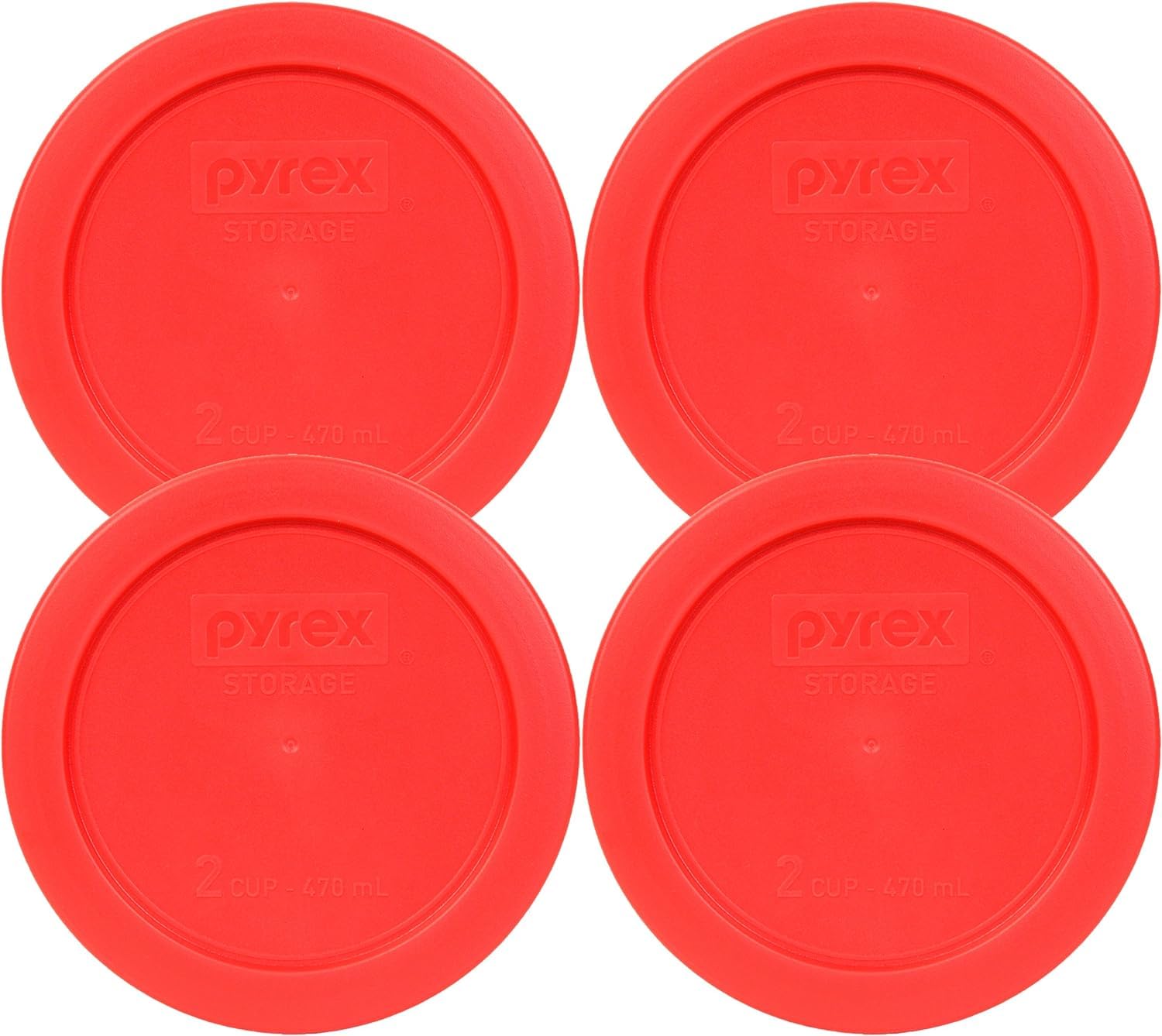 Pyrex 7200-PC red lid 4-pack for 2-cup bowls