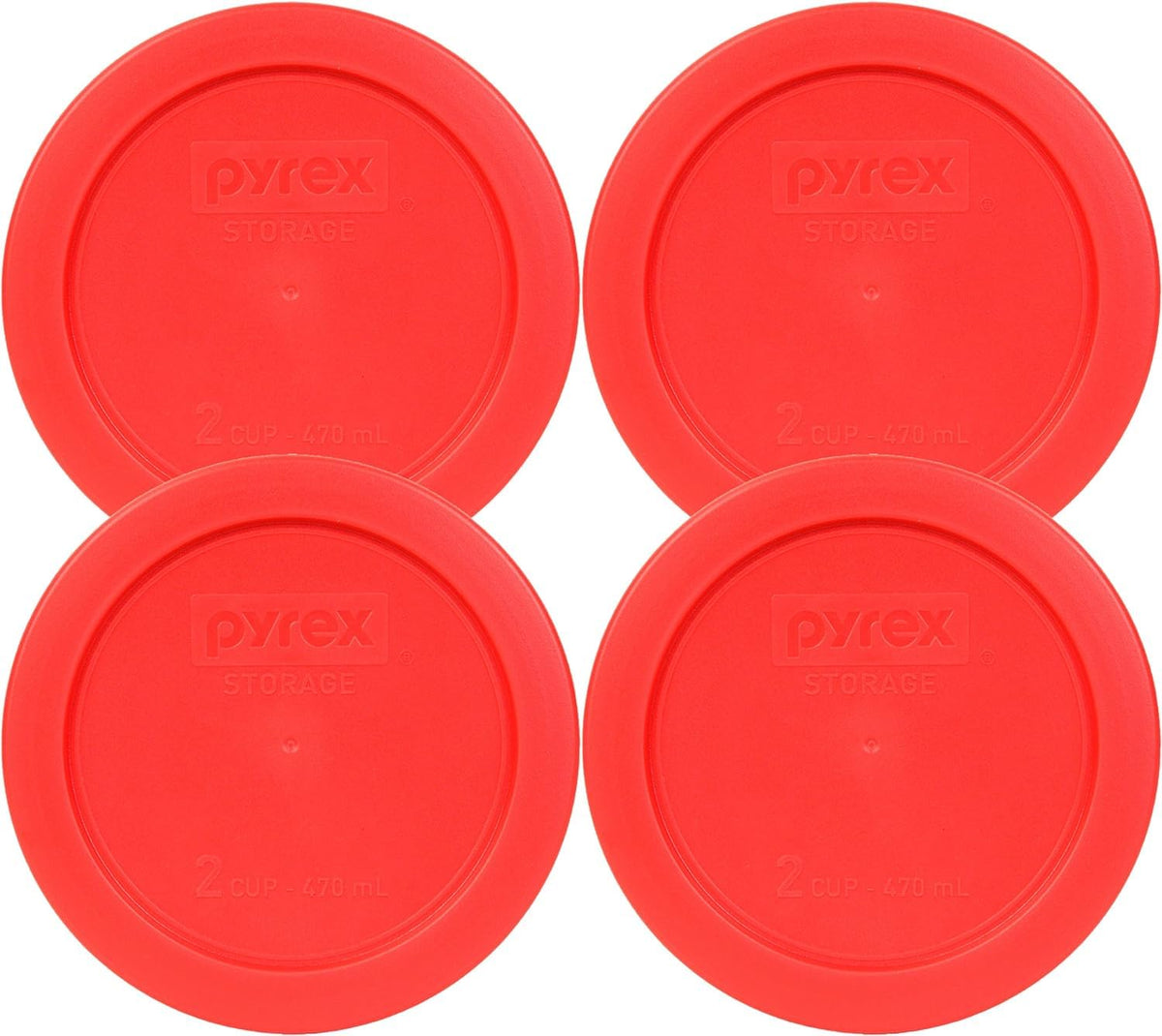 Pyrex 7200-PC red lid 4-pack for 2-cup bowls