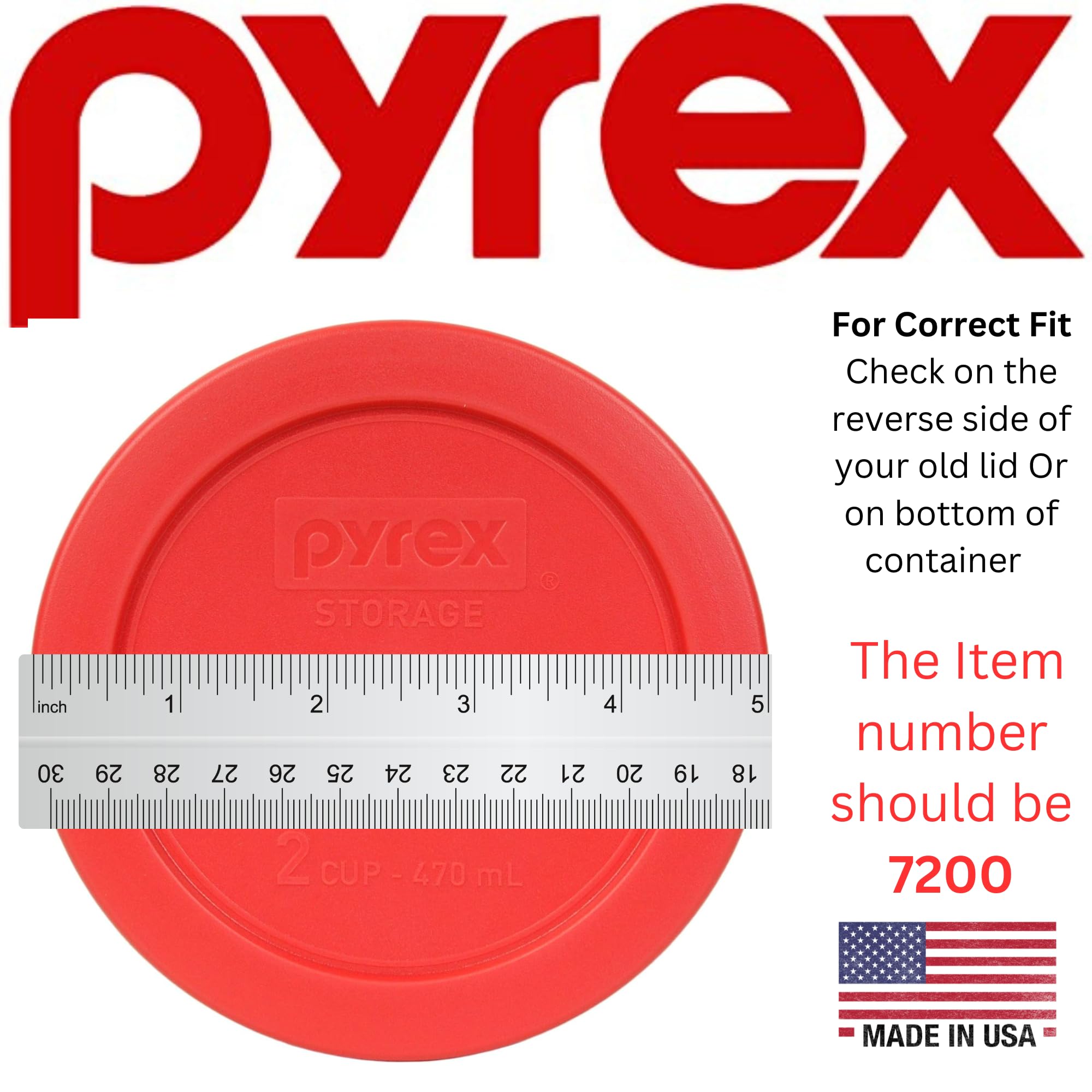 Dishwasher-safe Pyrex 7200-PC red lid ready for quick cleaning