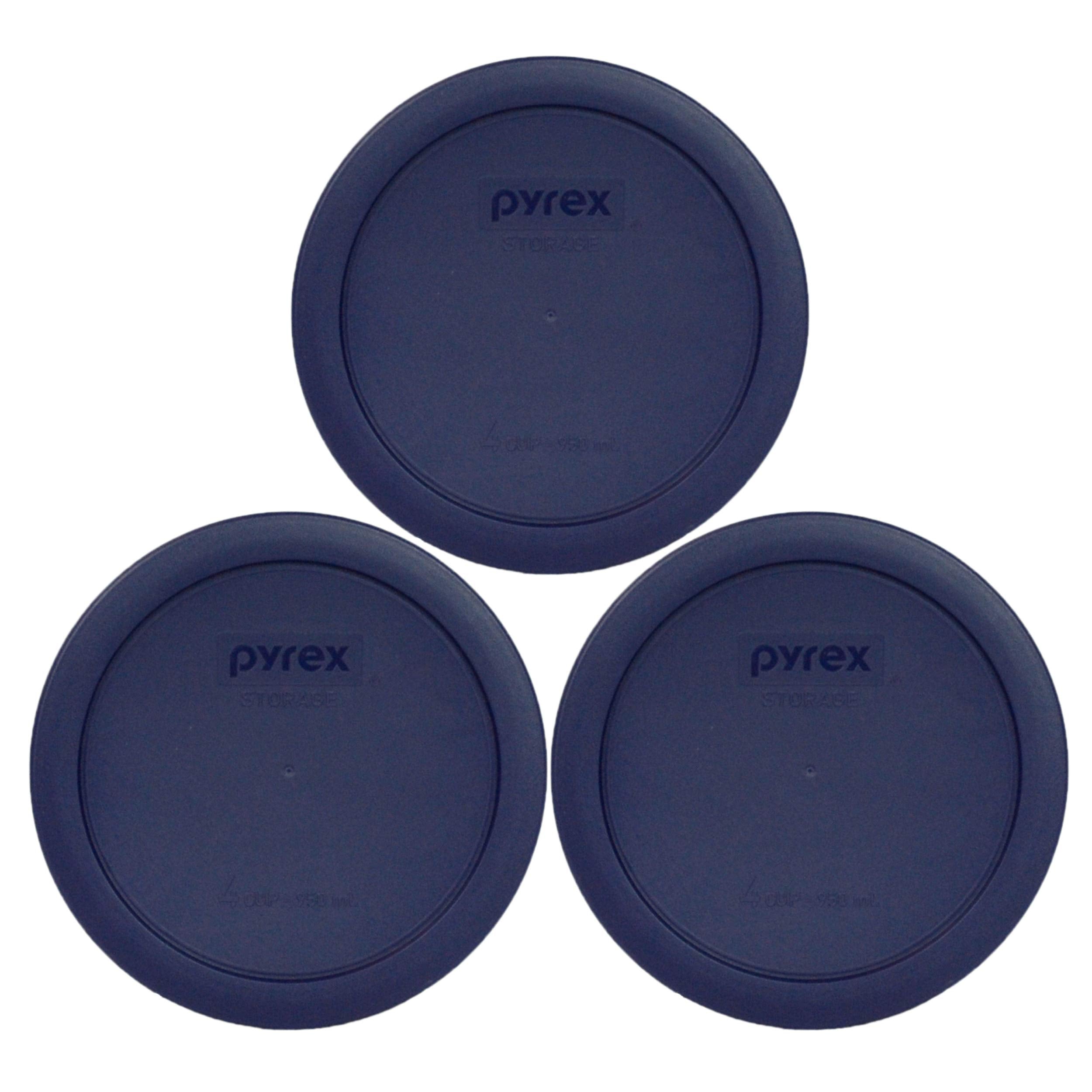 Pyrex 7201-PC dark blue round lids for 4-cup containers provide a secure seal.