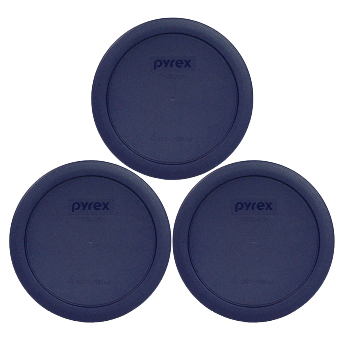 Pyrex 7201-PC dark blue round lids for 4-cup containers provide a secure seal.
