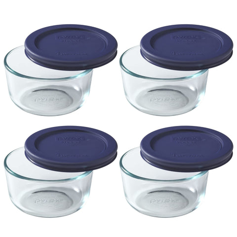 Pyrex 7202 1-Cup Glass Bowls with lids for secure storage and odor-free leftovers.