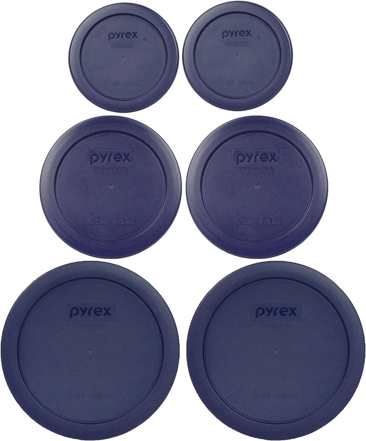Pyrex 7202-PC 1-Cup blue lid close-up demonstrating secure fit for leftovers.