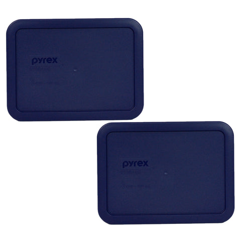 Pyrex 7210-PC blue rectangle lid on a Pyrex 3-cup container, non-porous for odor-free storage.
