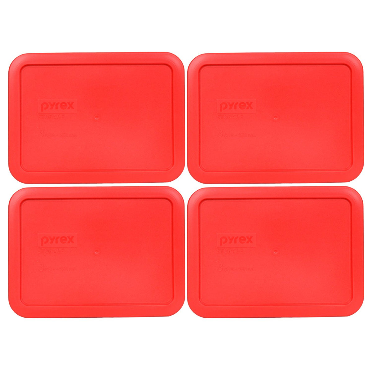 Pyrex 7210-PC red replacement lids for 3-cup dish, microwave-safe and durable for daily use.