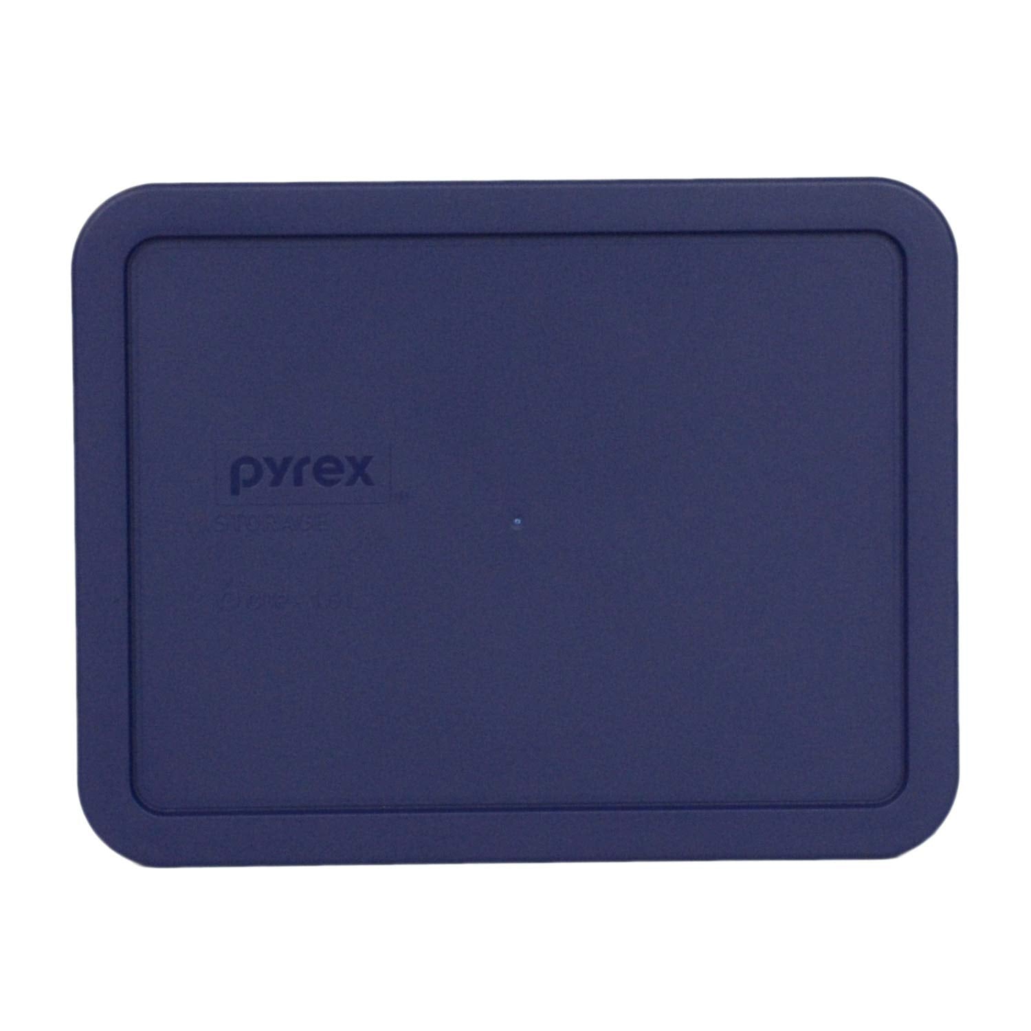 Pyrex 7211-PC blue lids on a 6-cup dish, showcasing a secure seal