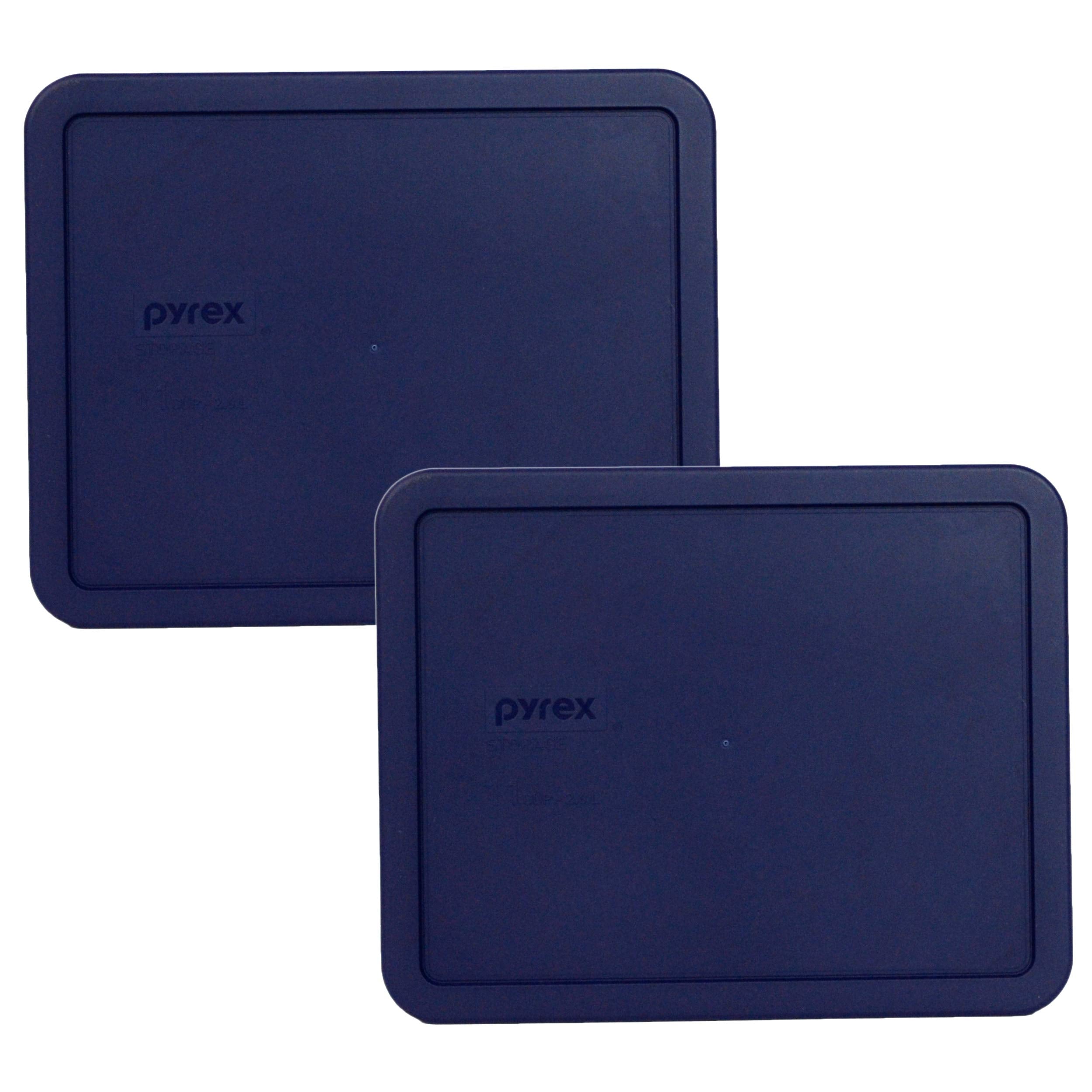 Pyrex 7212-PC blue lid on rectangular dish keeps leftovers fresh.