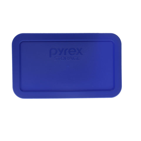 Pyrex 7214-PC cadet blue lid back angle highlighting durable, dishwasher-safe design