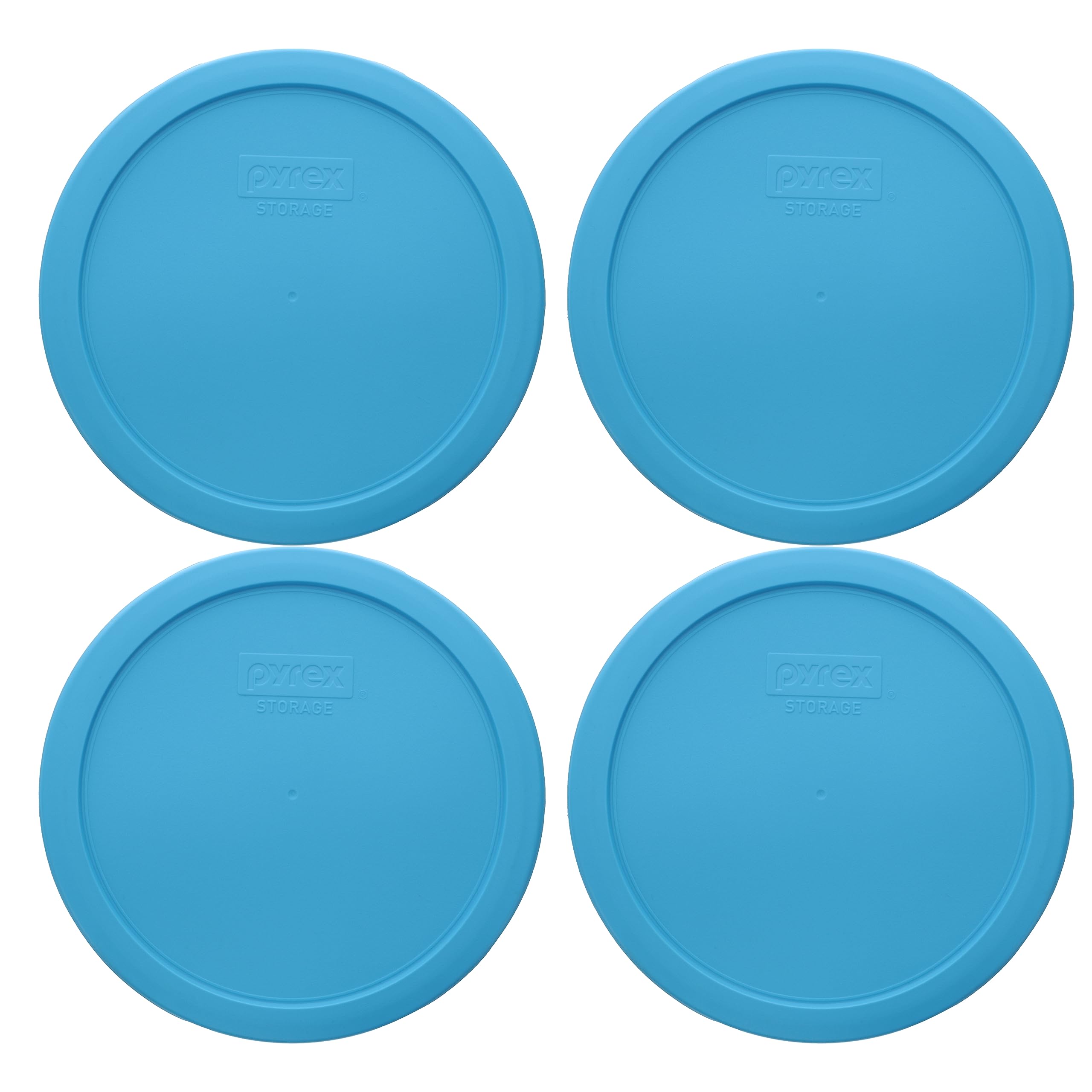 Pyrex 7402-PC bright blue lid in a 4-pack for secure, odor-resistant storage.
