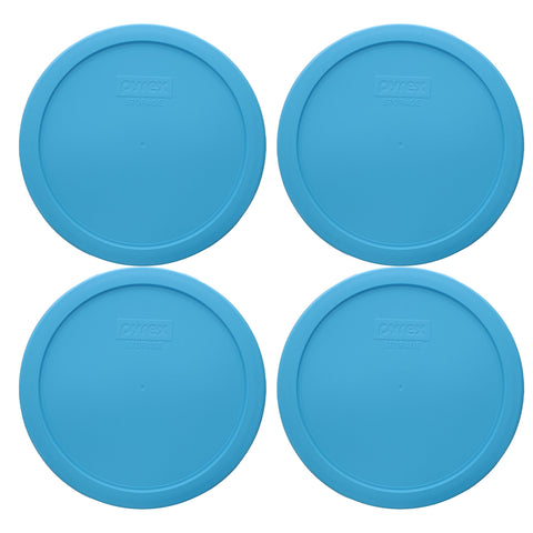 Pyrex 7402-PC bright blue lid in a 4-pack for secure, odor-resistant storage.