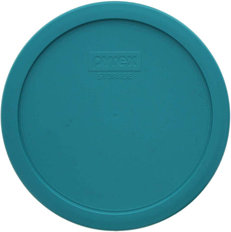 Pyrex 7402-PC turquoise lid on bowls; snug fit for 7-cup capacity.