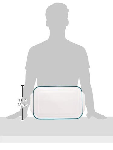 Pyrex basics clear glass baking dish, side view, non-porous surface resists odors.