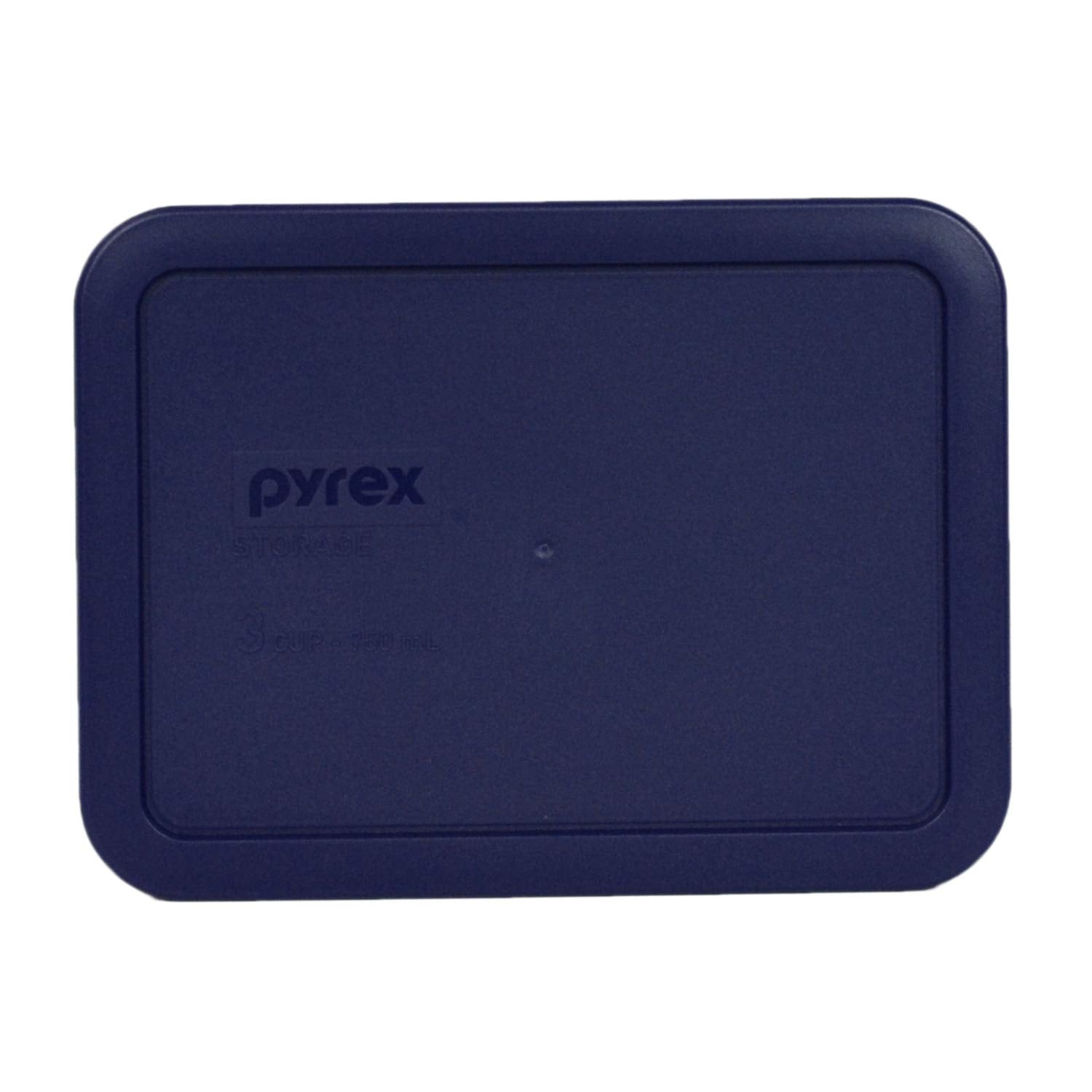 Pyrex blue lid easy-grip handle aids quick sealing.