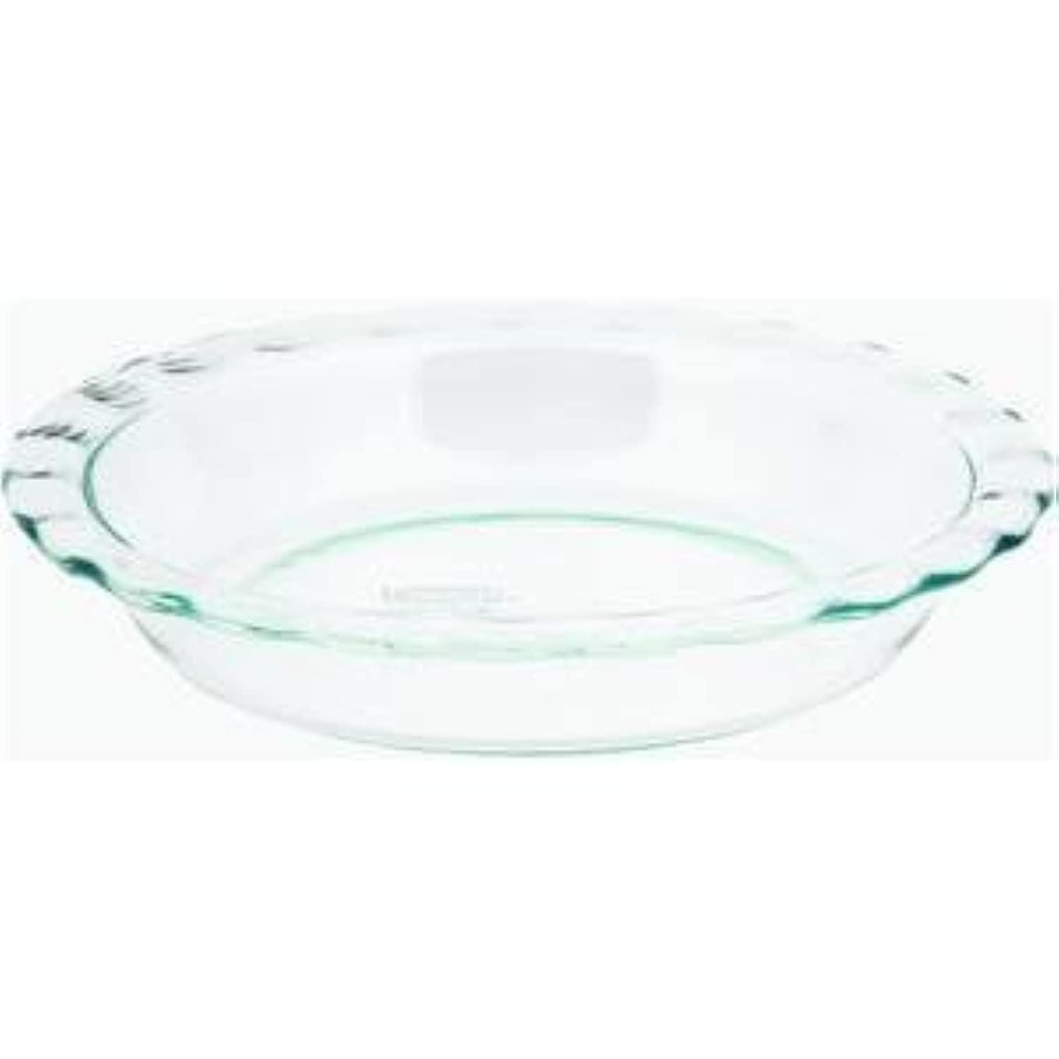 Pyrex C-209 clear fluted rim pie plate for even baking and easy monitoring.