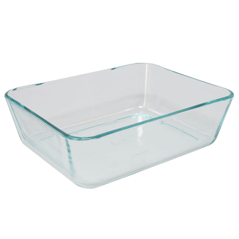 Clear glass dish ready for microwave reheats meals safely