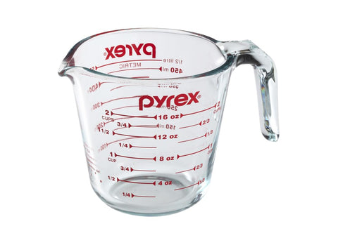 Pyrex measuring cup dishwasher safe for easy cleanup after cooking sessions.