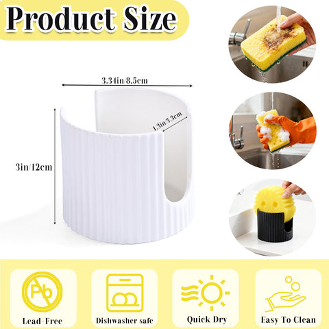 Pyrilo ceramic sponge holder with white glaze surface, easy to wipe clean after use.