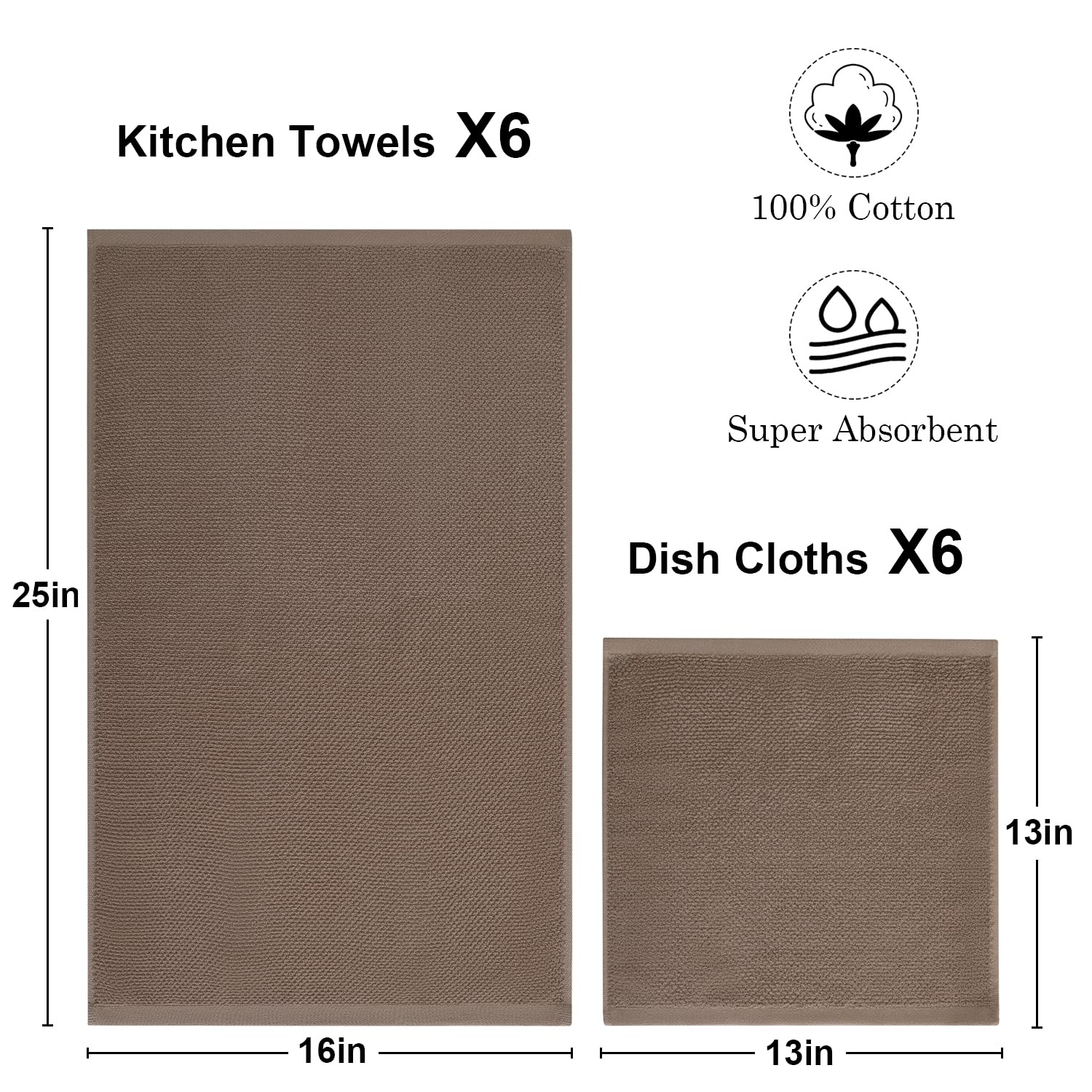 QAJ dishcloths 13x13 in ideal for wiping counters and utensils