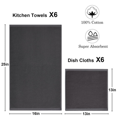 QAJ kitchen towels 16x25 closeup highlights soft fibers and absorbency